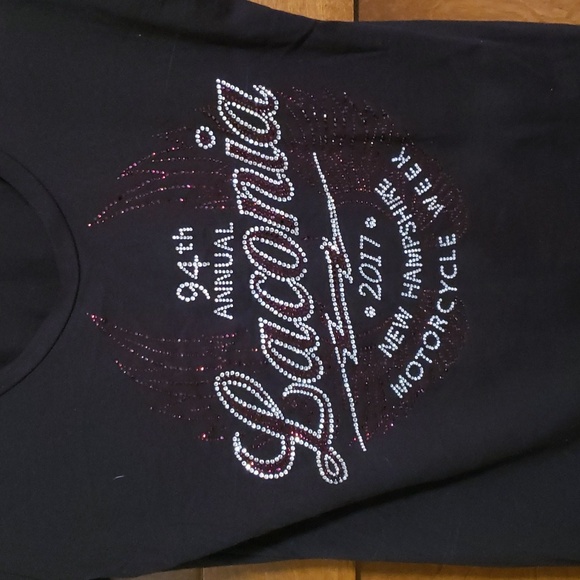 Laconia motorcycle event tee with crystal detailing 2017-nevef worn. - Picture 2 of 3